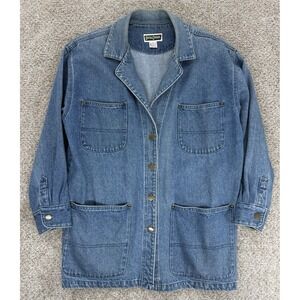 Vinatge Gotcha Covered Denim Chore Jacket Womens S Blue 100% Cotton USA Made 90s
